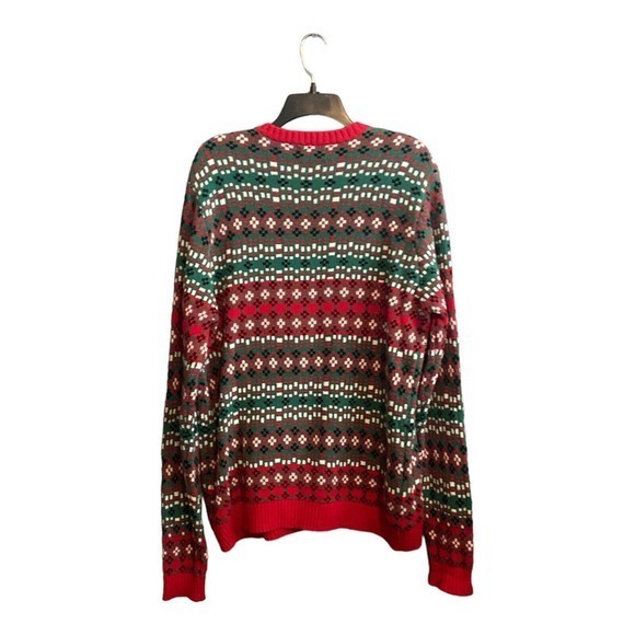 Reindeer Beer Holder Men Large Ugly Christmas Sweater‎ Green Red Drink Holder - Picture 2 of 7